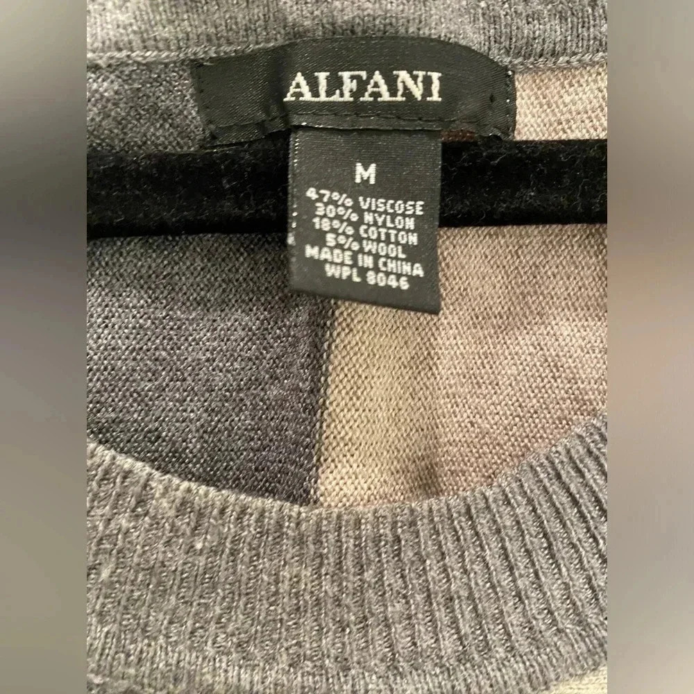 Alfani Women’s Color-block Roused Sleeve Wool Crewneck Fall Sweater Like New M - Picture 4 of 8